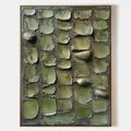 Foliage Wabi-Sabi green wall art featuring sage abstract leaf strokes on textured canvas by Parge Art.