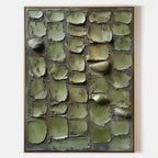 Foliage Wabi-Sabi green wall art featuring sage abstract leaf strokes on textured canvas by Parge Art.