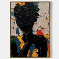 Grace dark abstract portrait wall art featuring a heavy textured black silhouette painting by Parge Art.