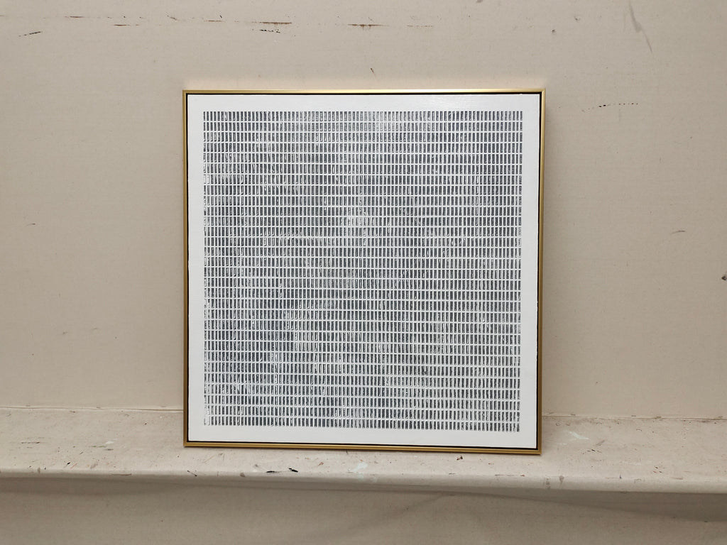 contemporary hallway wall decoration ideas with framed grid textured artwork