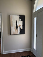 White Abstract portrait wall art painting for the entryway