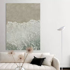 Contemporary minimalist seafoam texture art piece enhancing a sleek, ocean inspired dining room gallery wall.