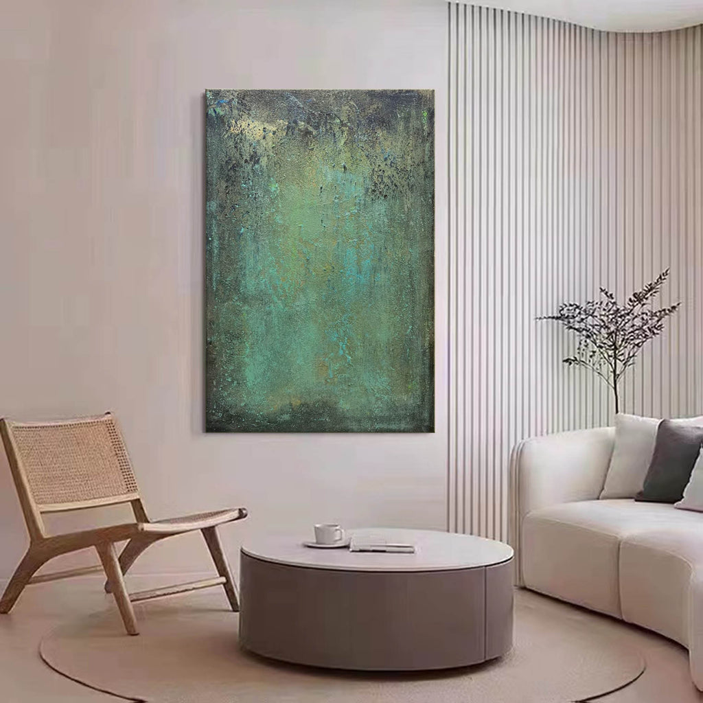 Minimalist abstract wall art displayed in clean office interior with calm earthy aesthetic
