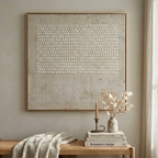 Close-up detail of handcrafted plaster texture in Origin Wabi-Sabi wall art showing organic surface patterns