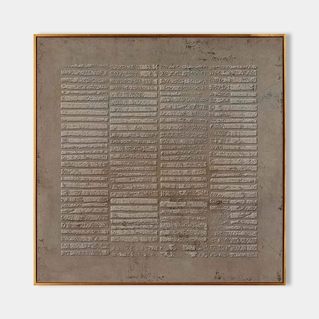 Parge Art Serenity Wabi-Sabi textured wall art with organic plaster lines and gold frame