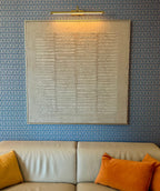 Beige Wabi Sabi wall art hanging above the living room sofa
