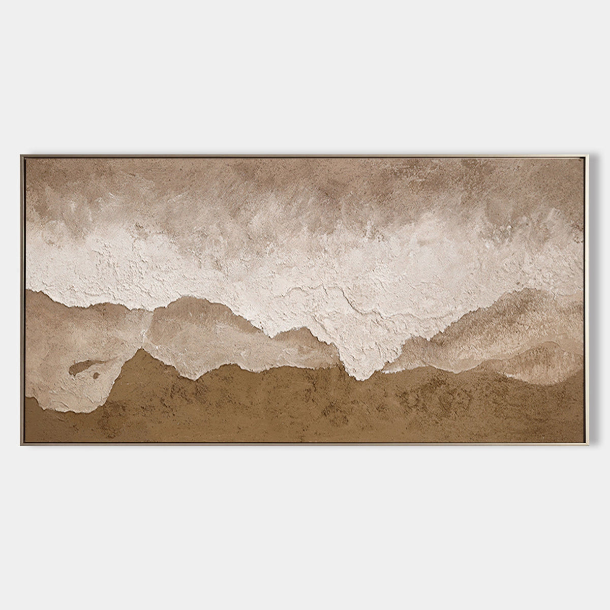 Terra Wabi-Sabi coastal textured wall art with minimalist earth tone abstract shore design by Parge Art.