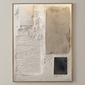 Parge Art Trace Wabi-Sabi textured wall art with minimalist plaster block shapes and gold frame
