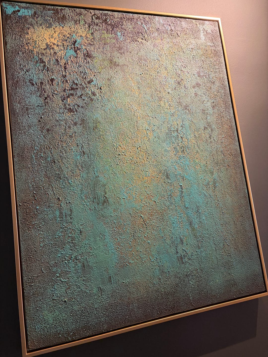 Green Wabi-Sabi wall art painting display details