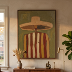 Bandito Western abstract portrait wall art featuring a chic figure in a cowboy hat with impasto oil texture