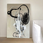 creative bedroom wall decoration ideas featuring minimalist line art canvas painting