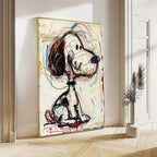 Modern pop street art canvas painting styling in a contemporary apartment living room