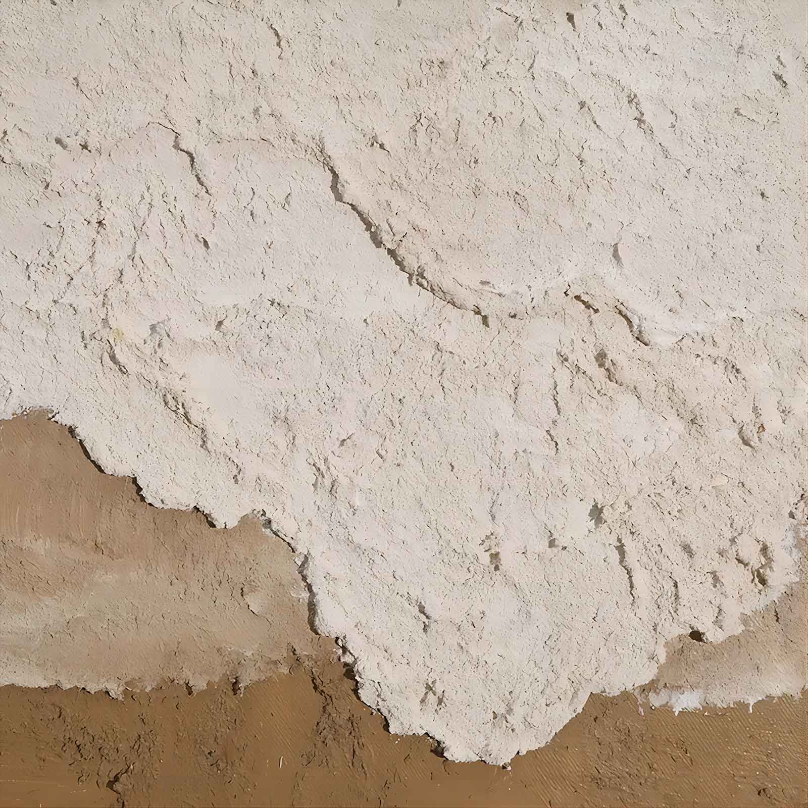 Close-up macro shot showing detailed 3D plaster wave crests and thick textured earth layers of Parge Art canvas.